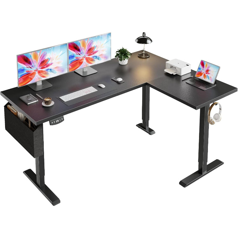 L‑Shaped LED Adjustable Standing Desk