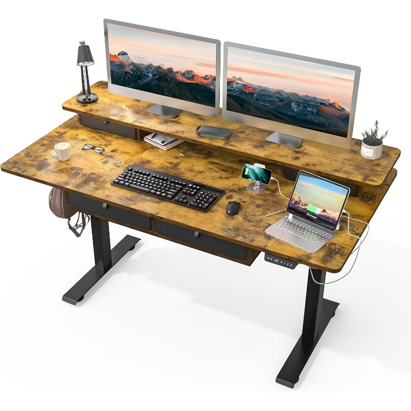 Electric Standing Desk with Drawers