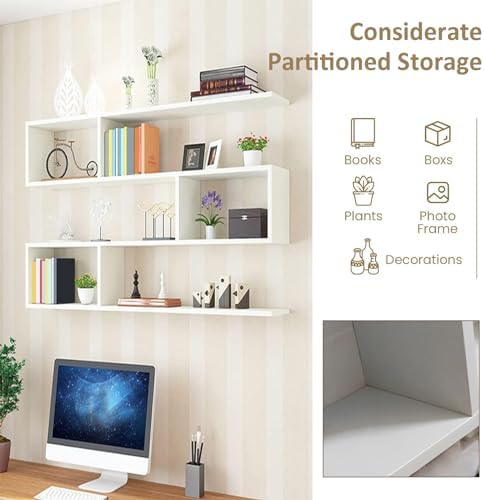 3‑Tier Geometric Floating Wall Bookcase