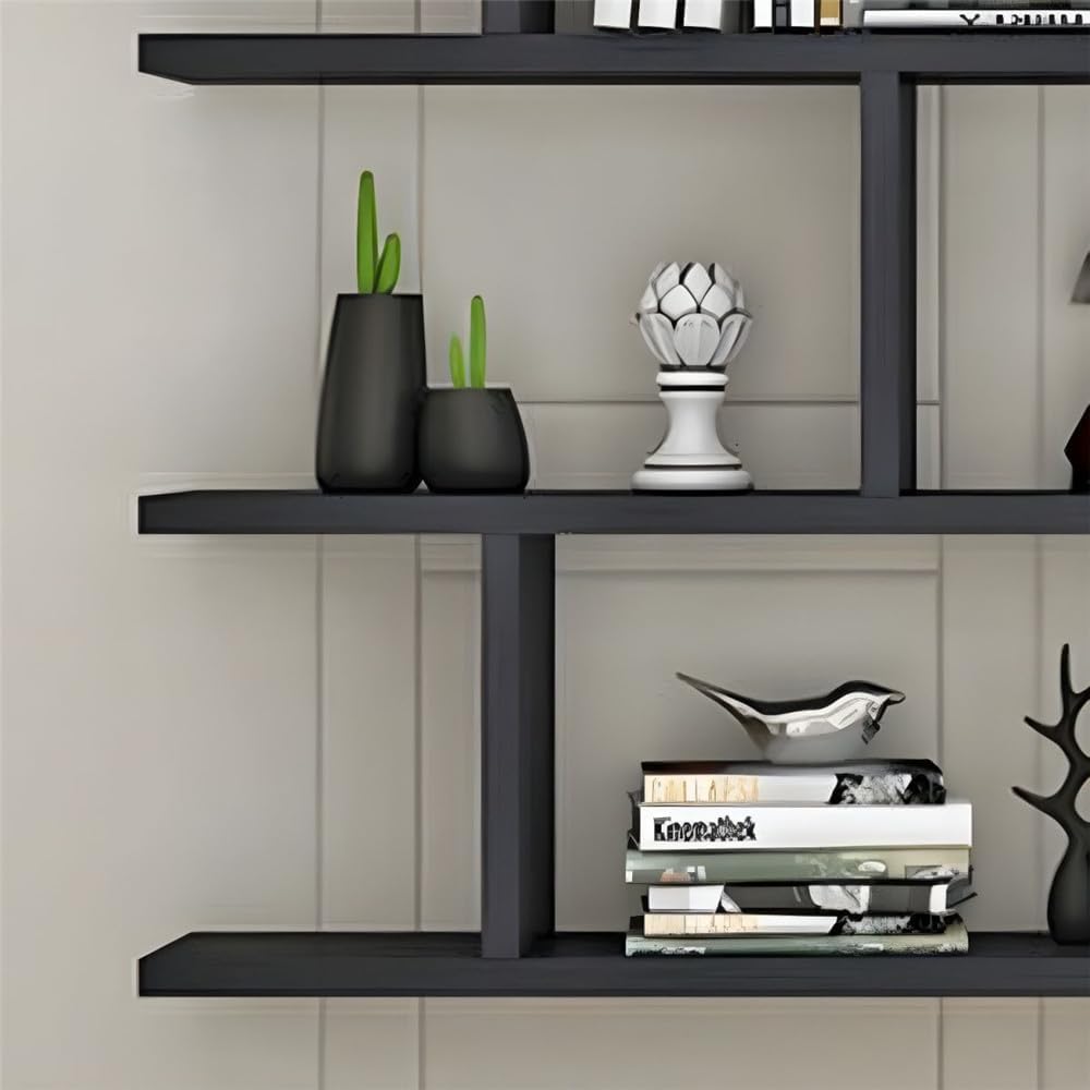 Black Wall‑Mounted Floating Bookcase Shelf