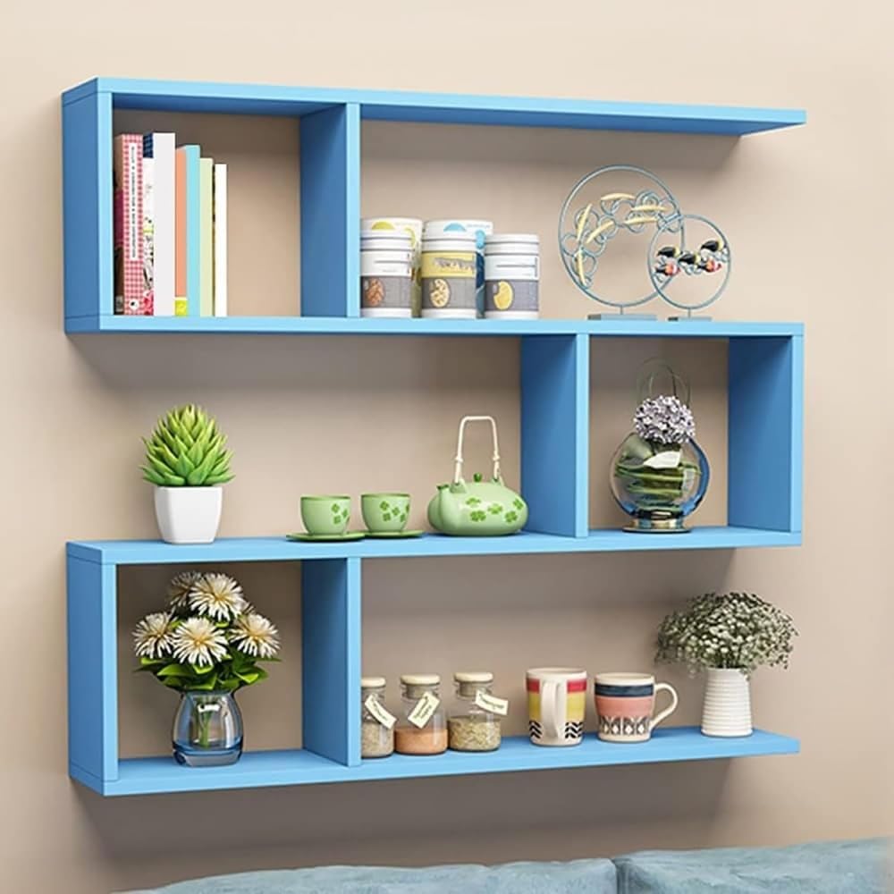 3‑Tier Geometric Floating Cube Bookcase