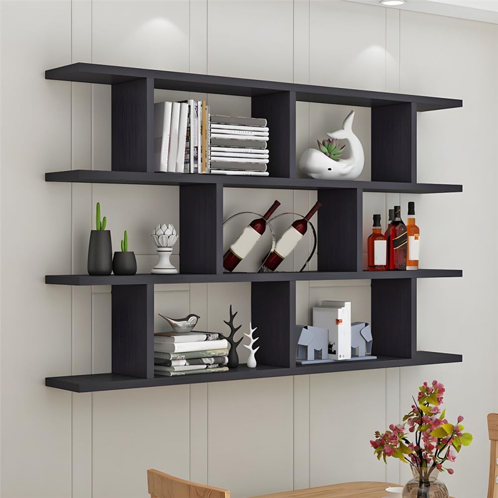 Black Wall‑Mounted Floating Bookcase Shelf