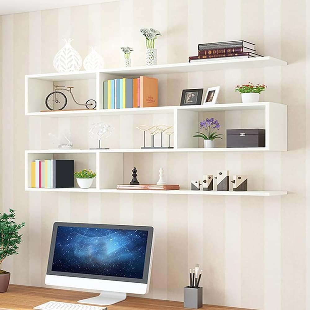 3‑Tier Geometric Wood Wall Bookcase