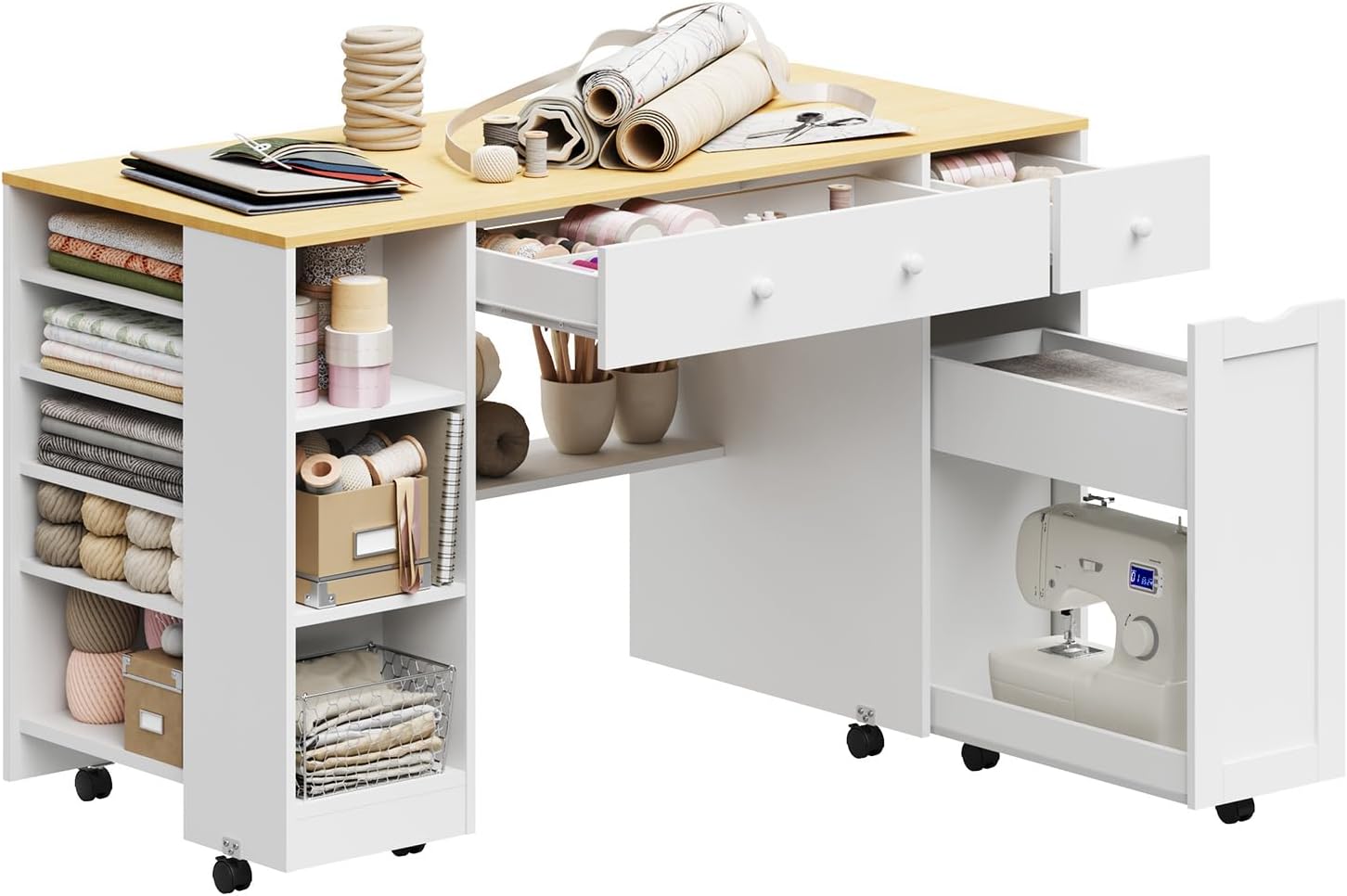 Rolling Sewing Craft Storage Table