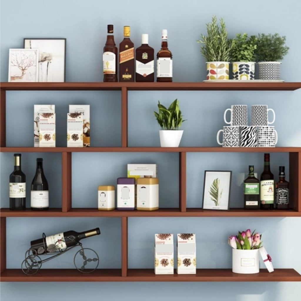 Multi‑Layer Geometric Floating Cube Wall Bookshelf