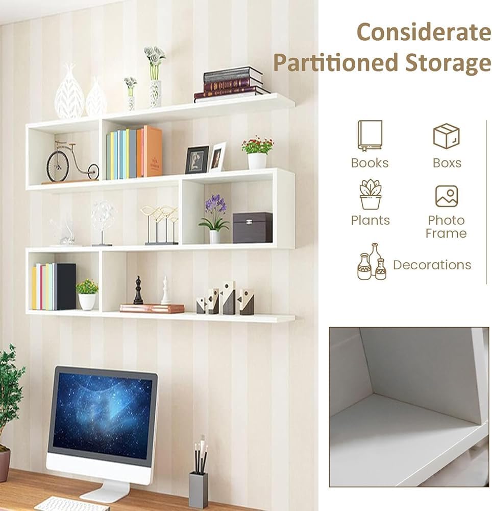 3‑Tier Geometric Wood Wall Bookcase