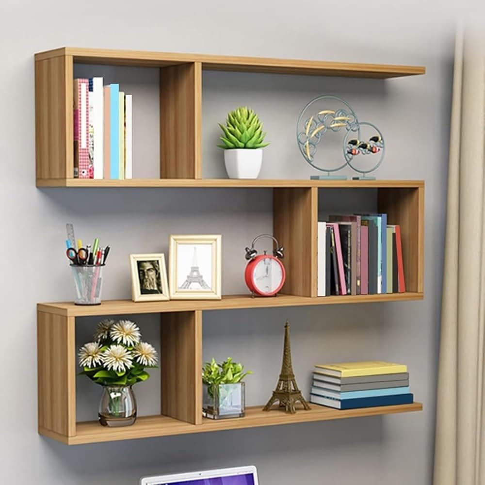 3‑Tier Geometric Wall‑Mounted Cube Bookcase