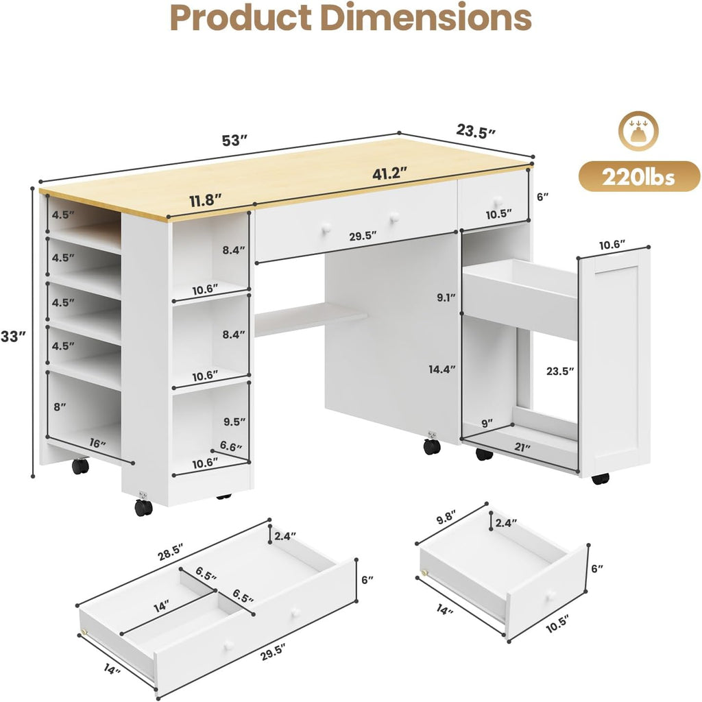 Rolling Sewing Craft Storage Table