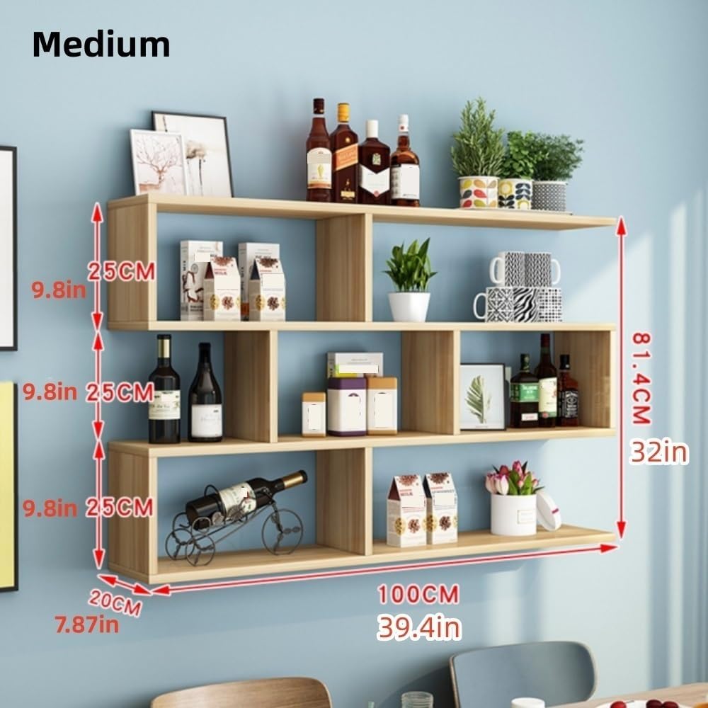 Multi‑Layer Geometric Floating Cube Wall Bookshelf