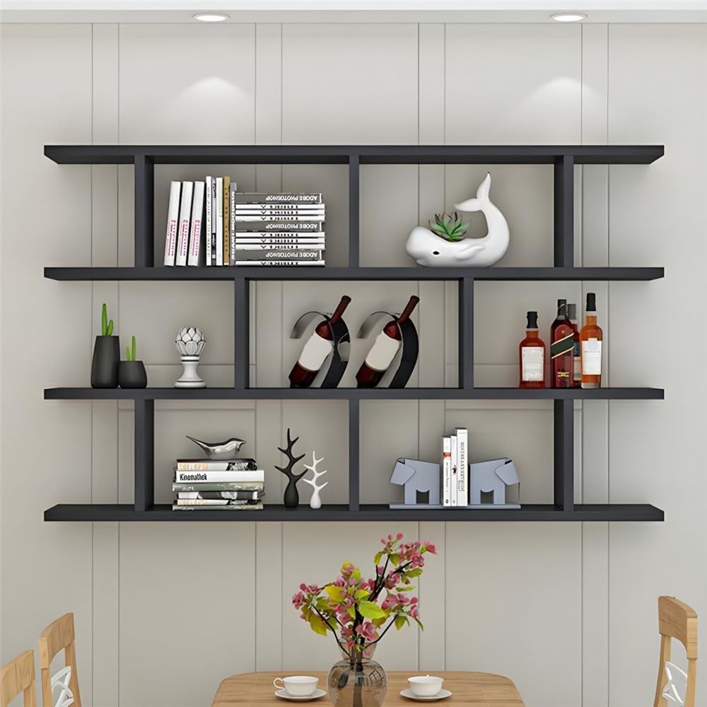 Black Wall‑Mounted Floating Bookcase Shelf