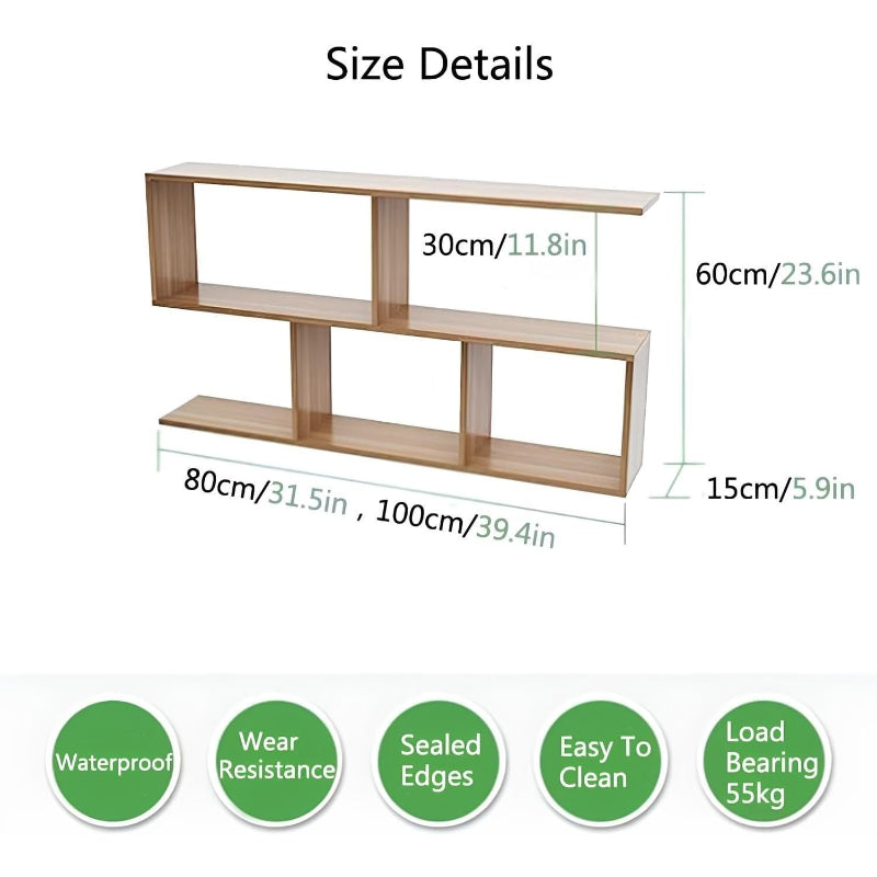 2‑Tier Geometric Floating Cube Bookshelf