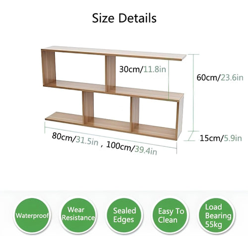2‑Tier Geometric Floating Cube Bookshelf
