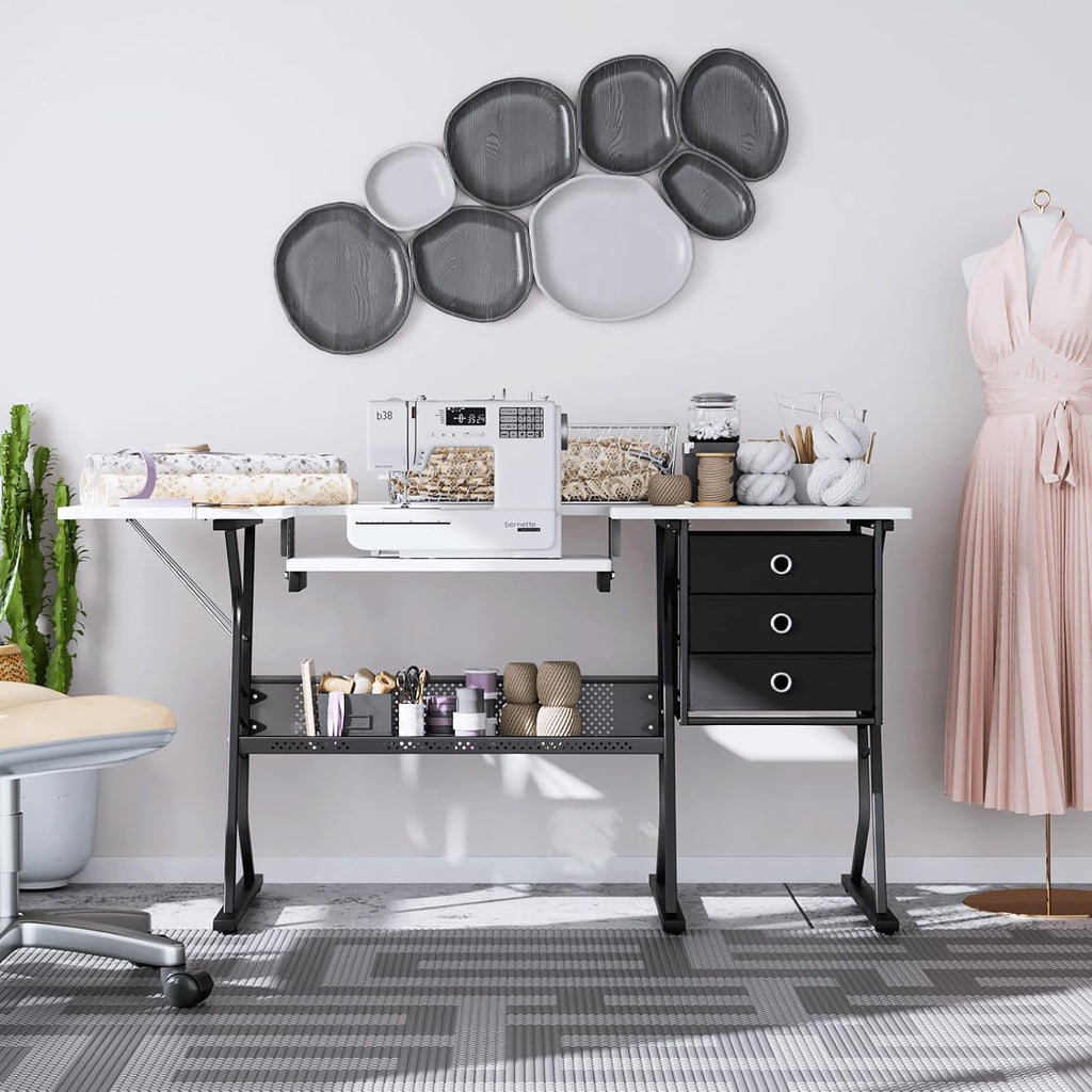 Sewing Craft Table with Storage Drawers