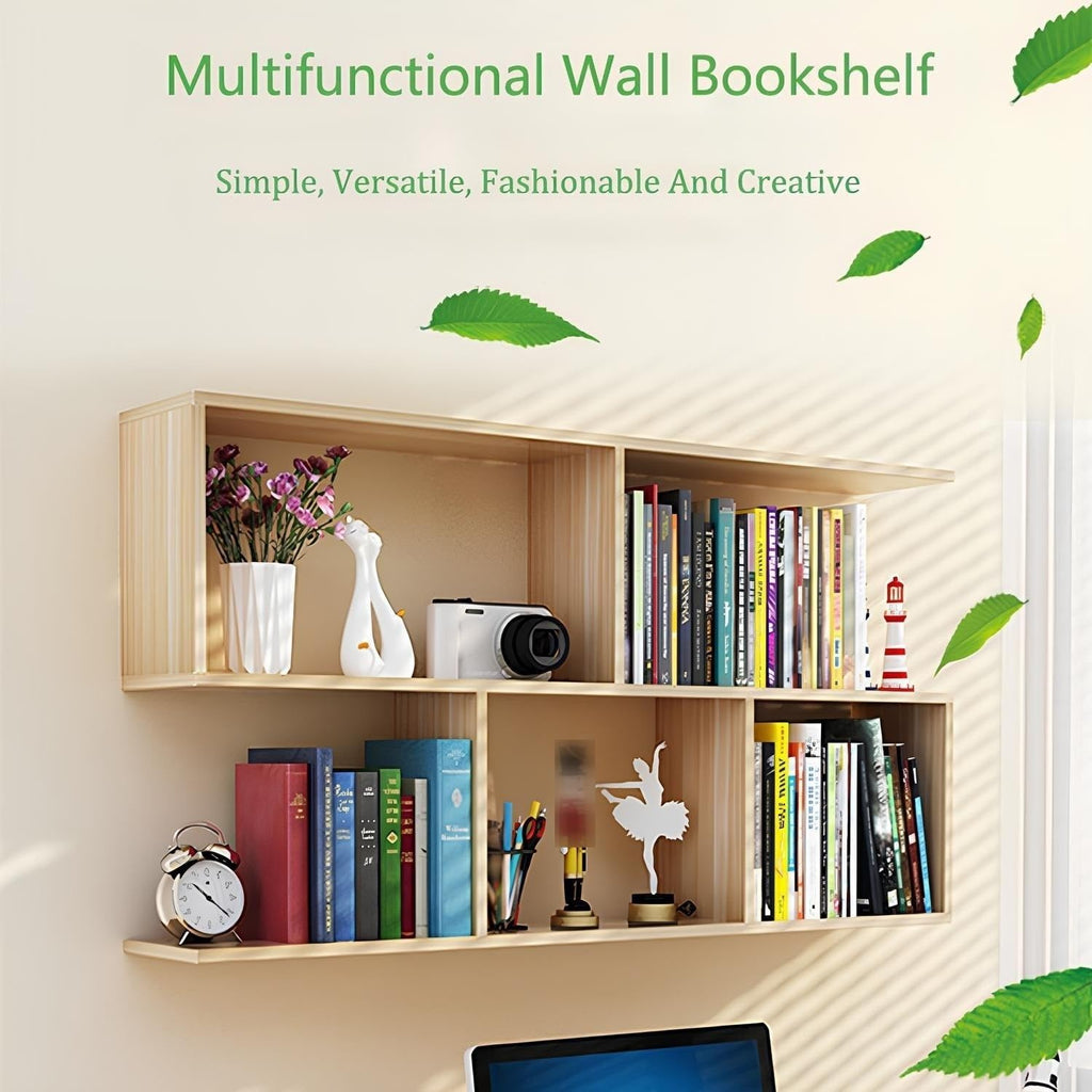 2‑Tier Geometric Floating Cube Bookshelf