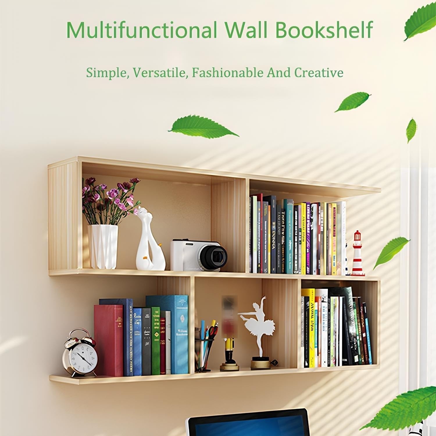 2‑Tier Geometric Floating Cube Bookshelf