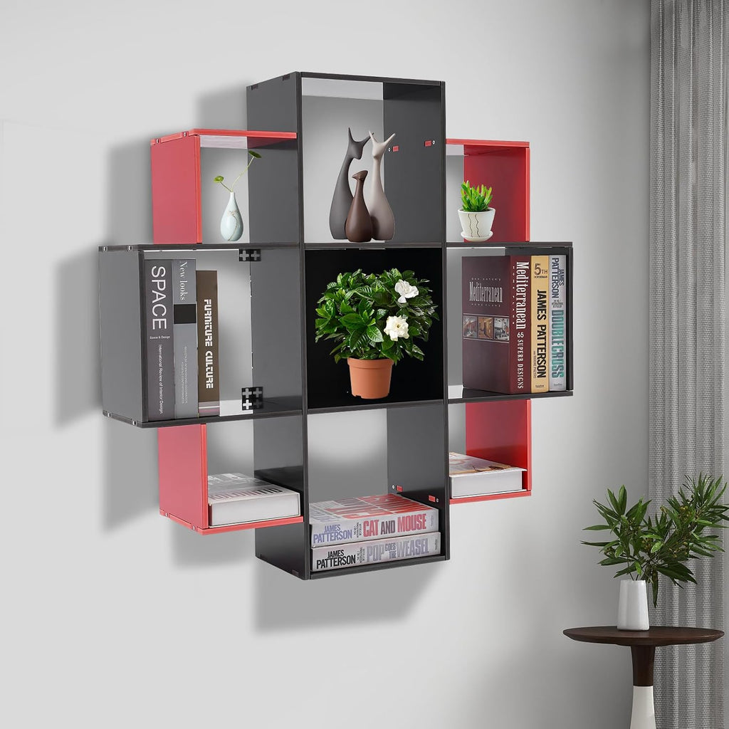 Wall‑Mounted Floating Compartment Bookcase
