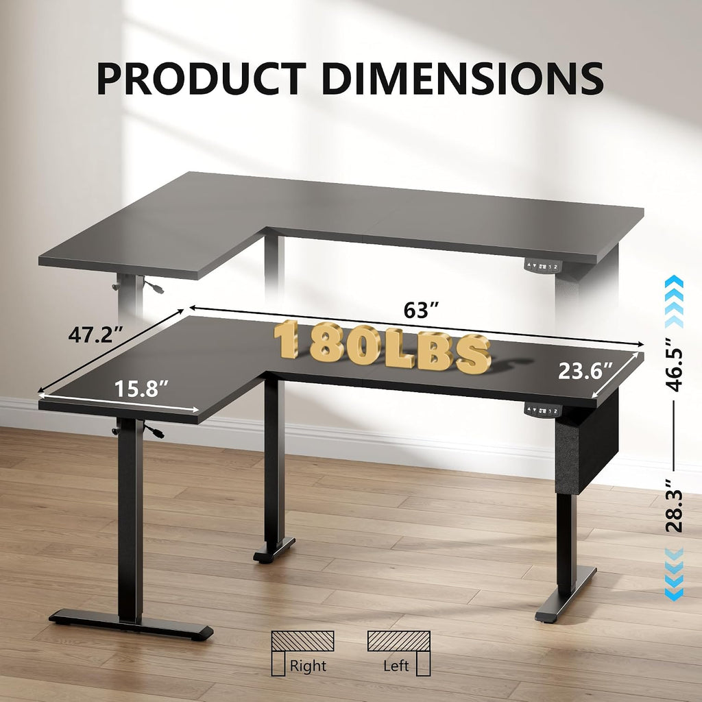 L‑Shaped LED Adjustable Standing Desk