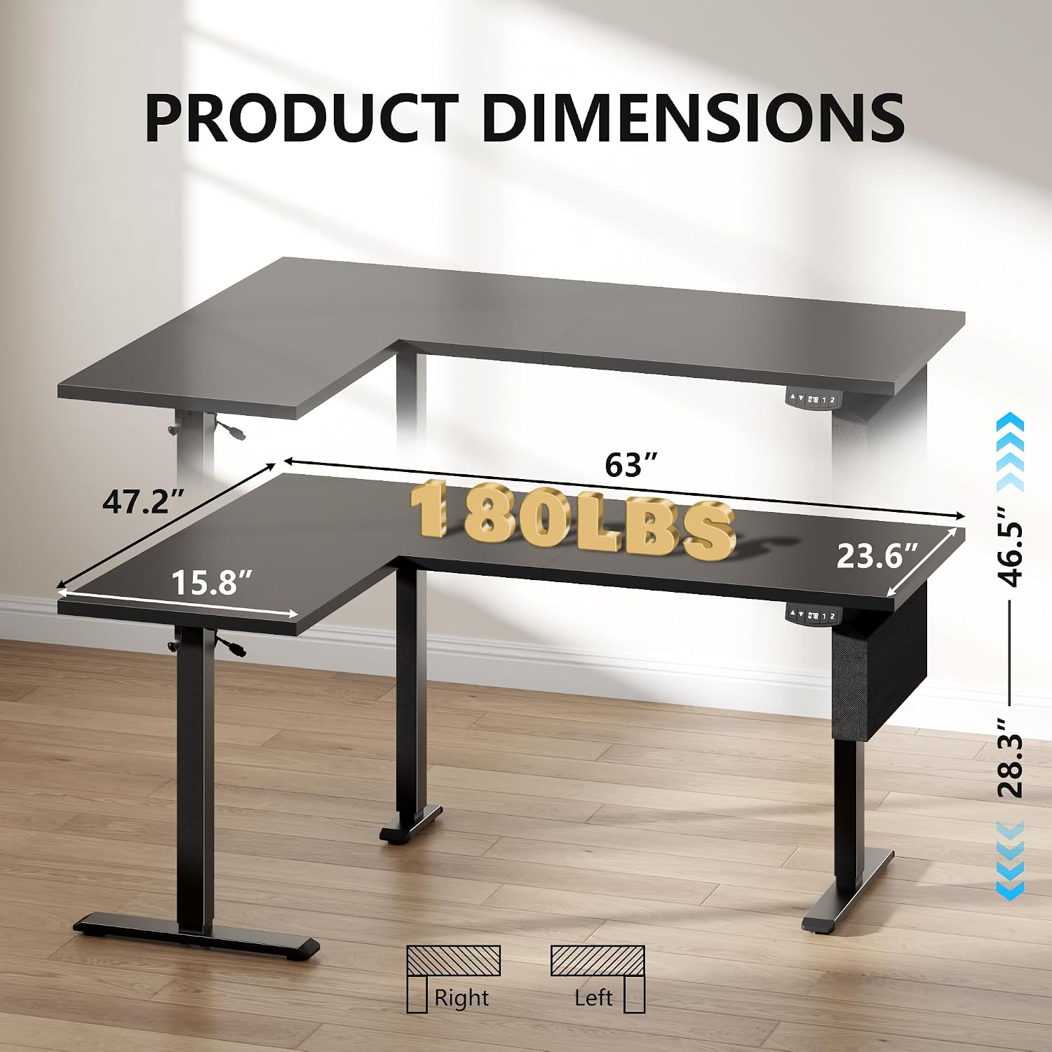 L‑Shaped LED Adjustable Standing Desk
