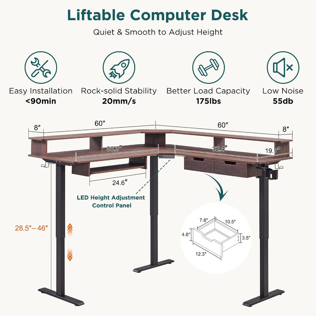 L‑Shaped Electric Standing Gaming Desk