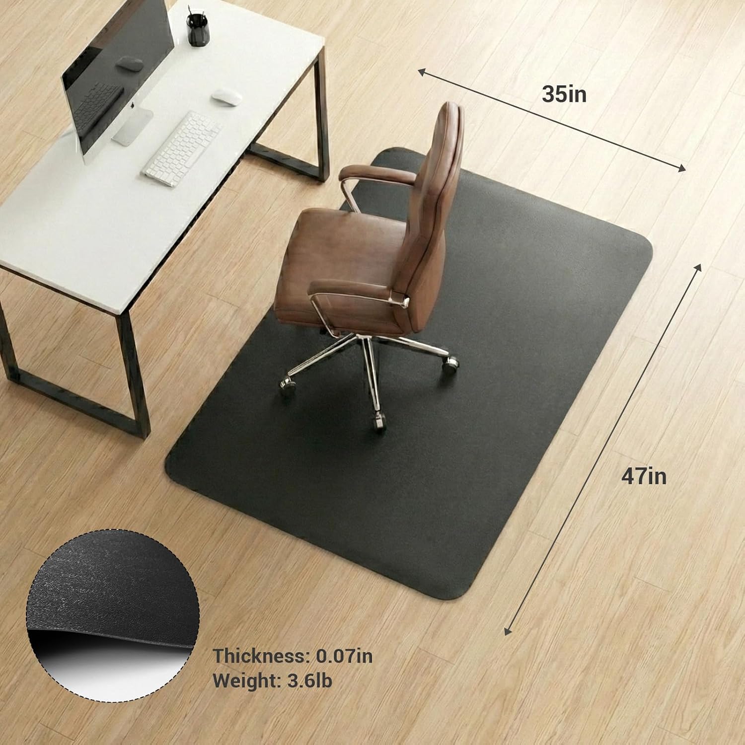 Rectangular Hard‑Surface Office Chair Mat