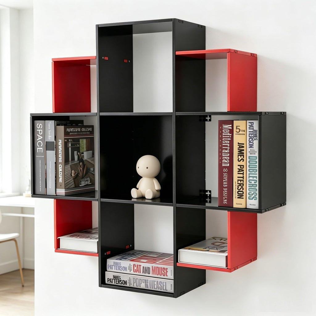 Wall‑Mounted Floating Compartment Bookcase