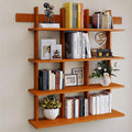 4‑Tier Wall‑Mounted Bamboo Floating Bookshelf