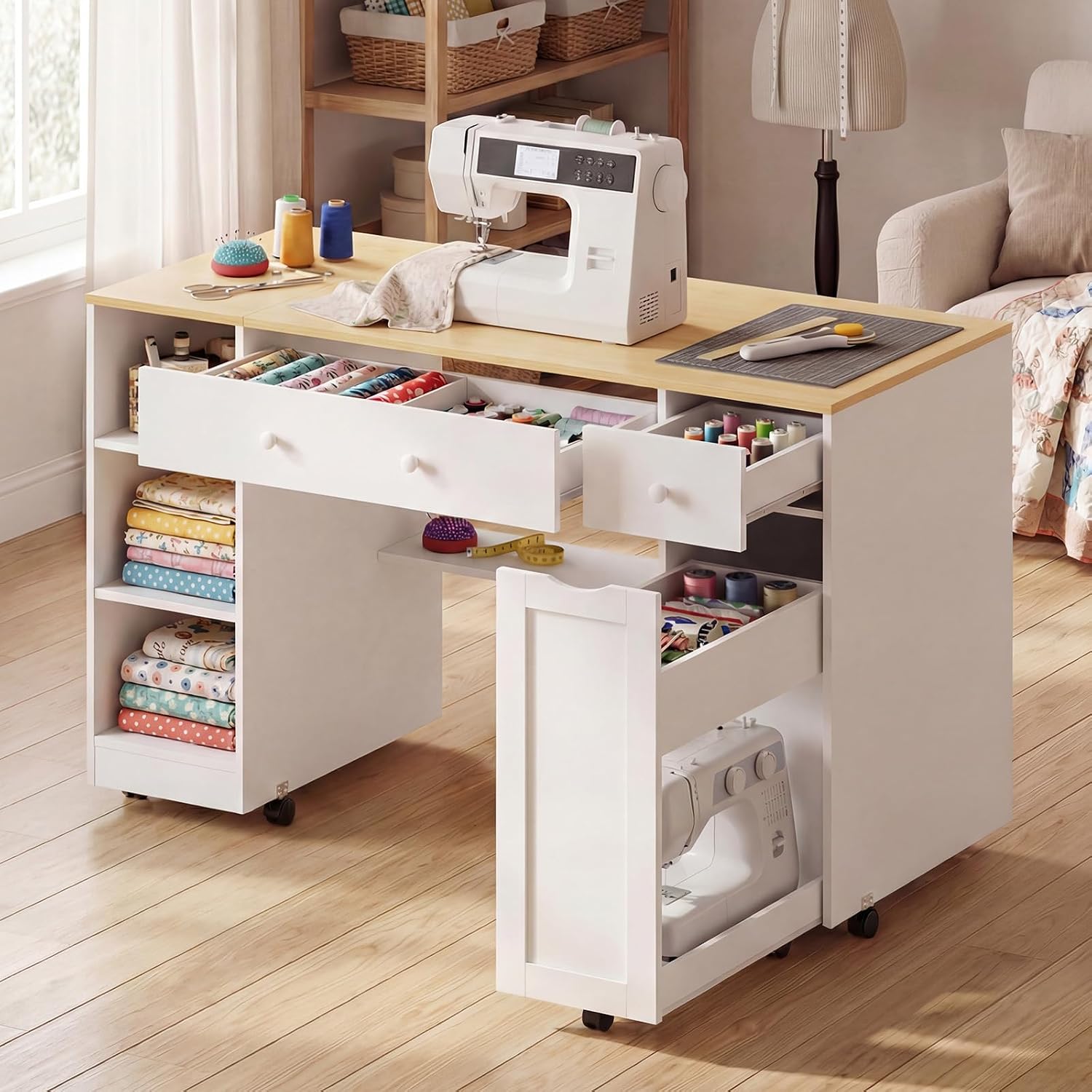 Rolling Sewing Craft Storage Table