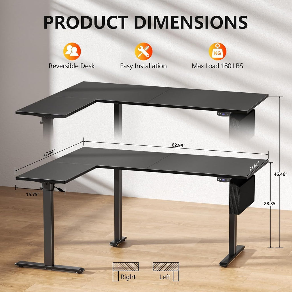 Adjustable L‑Shaped Standing Desk