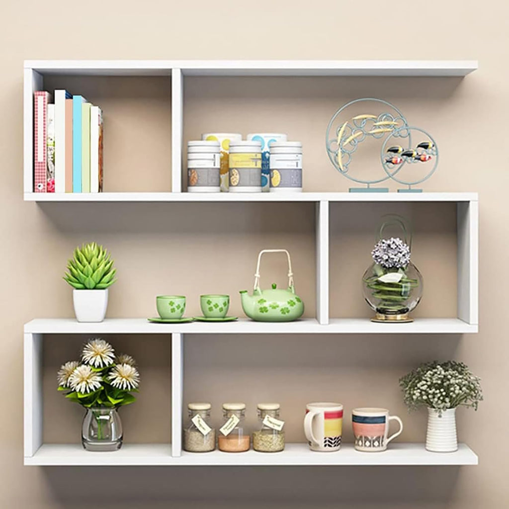 Geometric Floating Wall‑Mounted Rectangle Bookcase