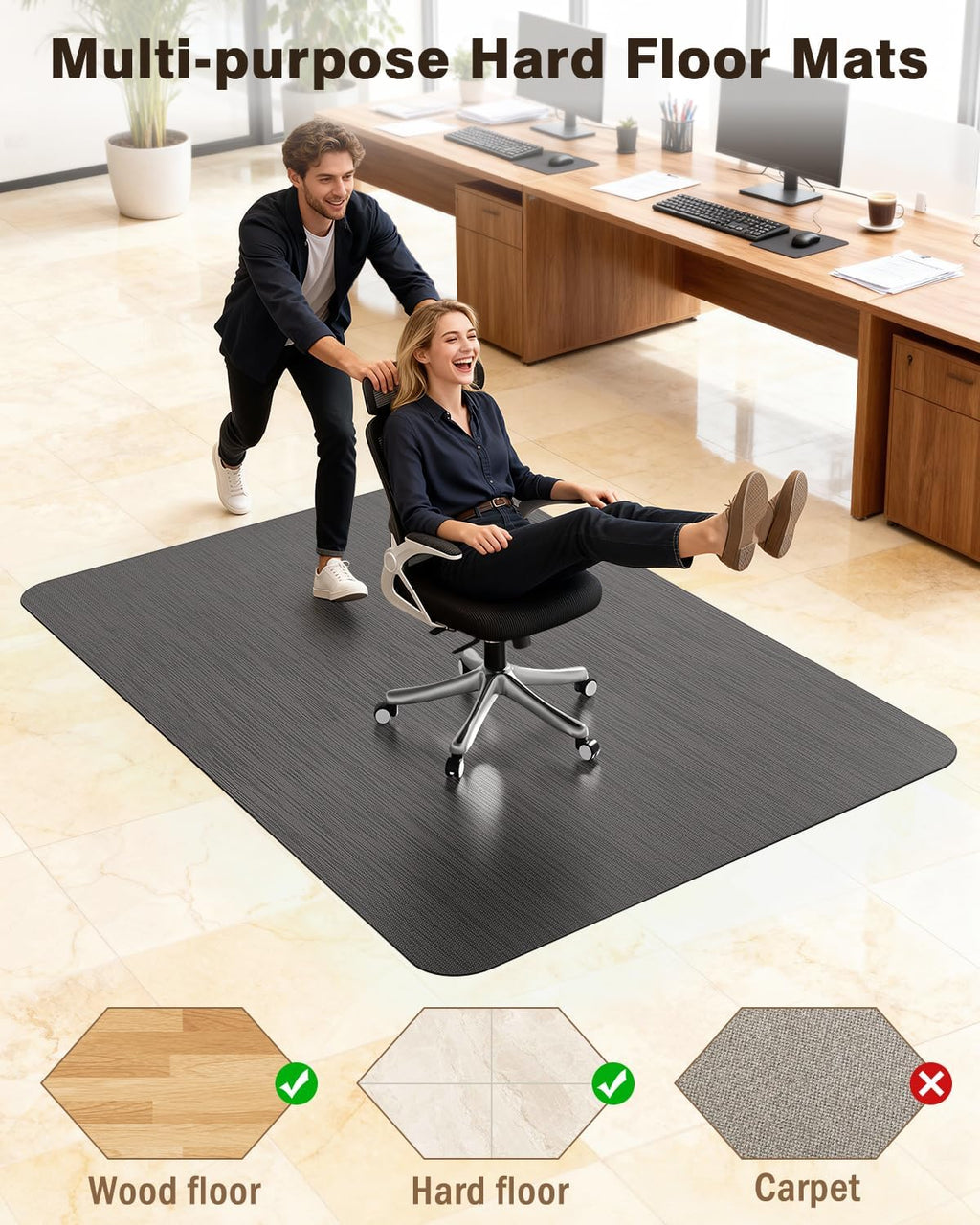 Large Hardwood Floor Office Chair Mat