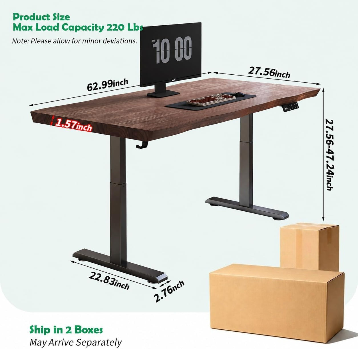 Dual‑Motor Solid Wood Standing Desk