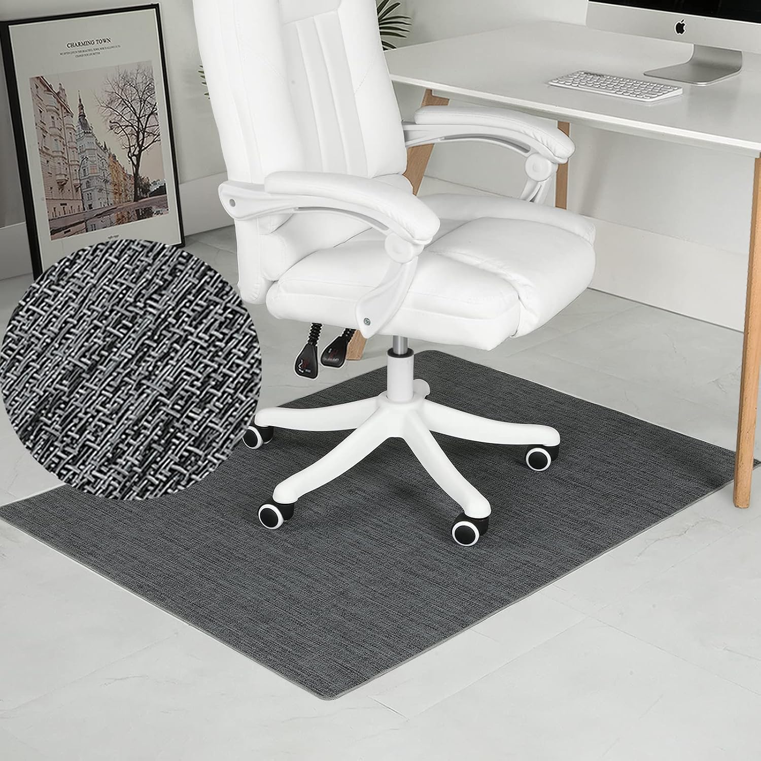 Textured Hardwood Floor Office Chair Mat