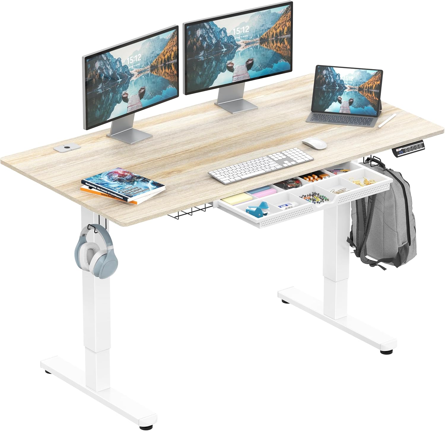 Electric Adjustable Standing Desk with Drawer