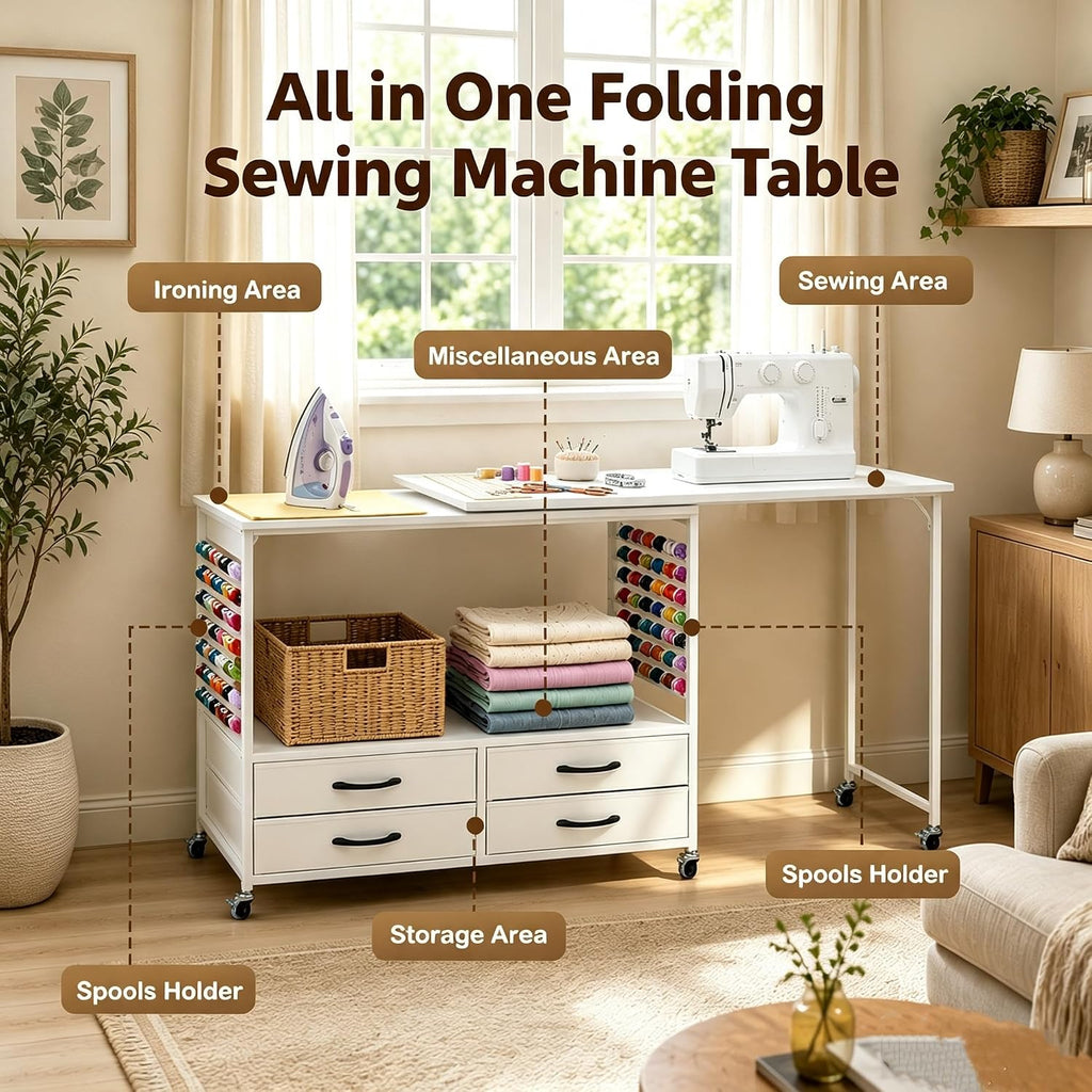 Foldable Sewing Craft Station Table