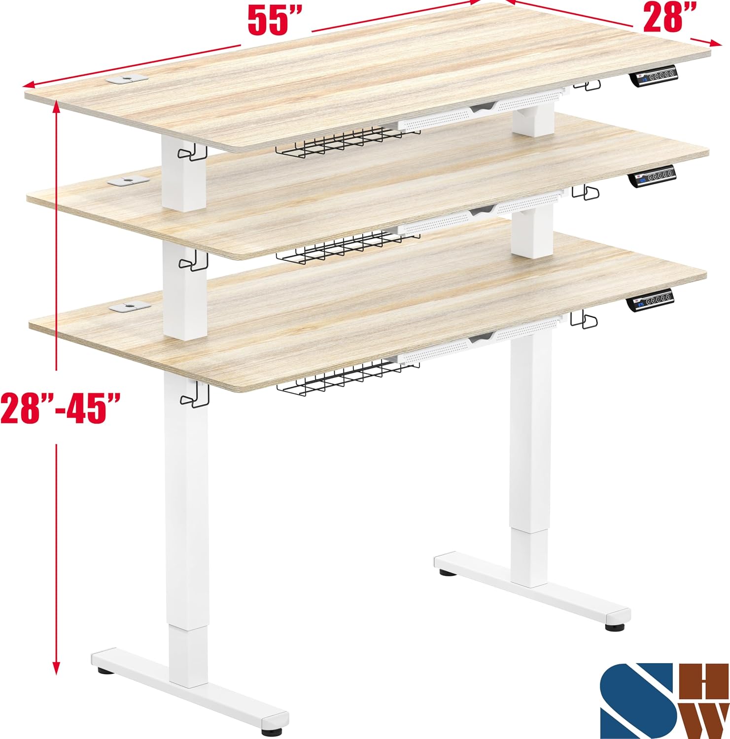 Electric Adjustable Standing Desk with Drawer