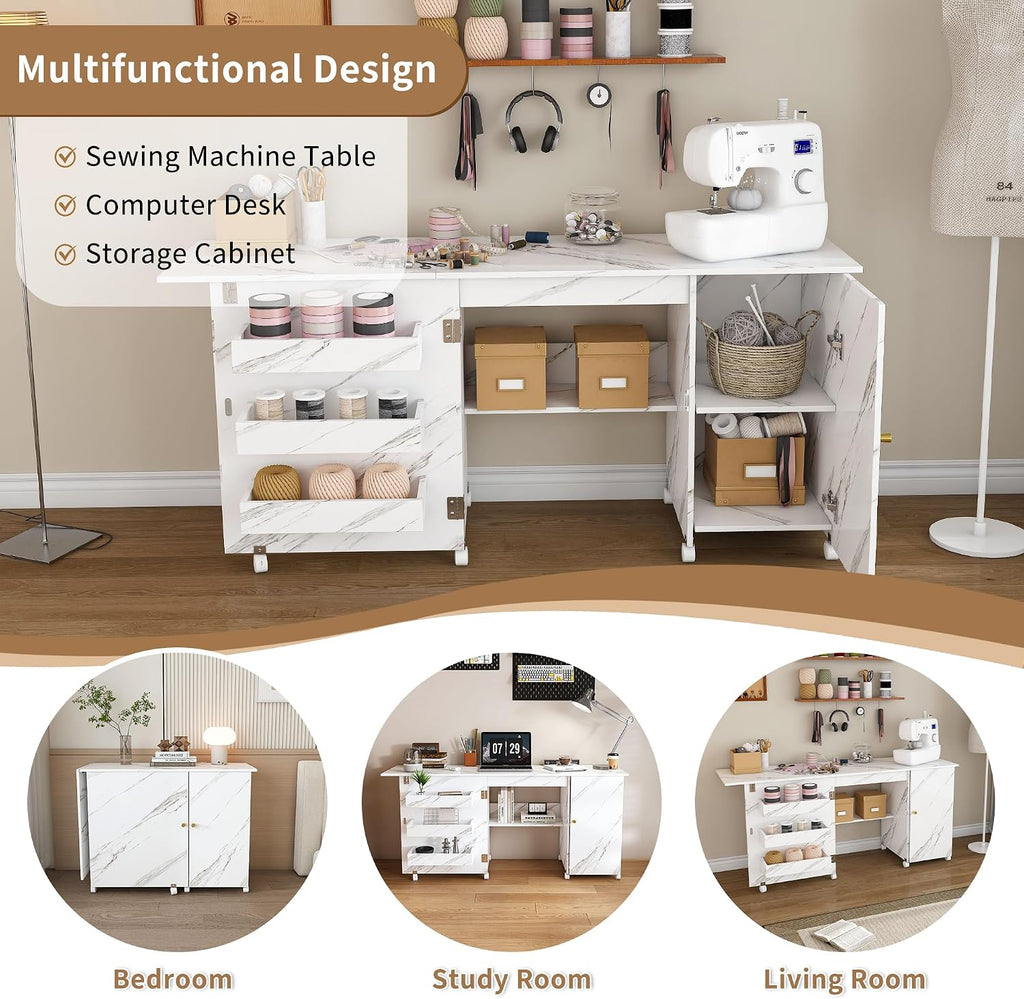 4‑in‑1 Foldable Sewing Craft Station Table
