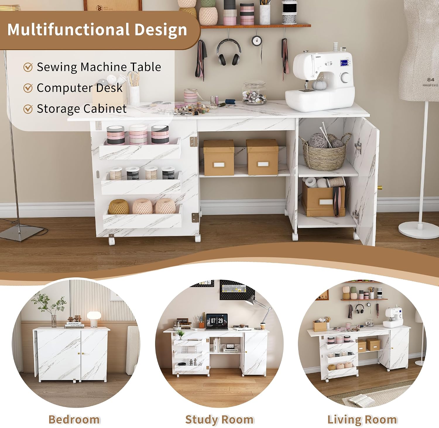 4‑in‑1 Foldable Sewing Craft Station Table