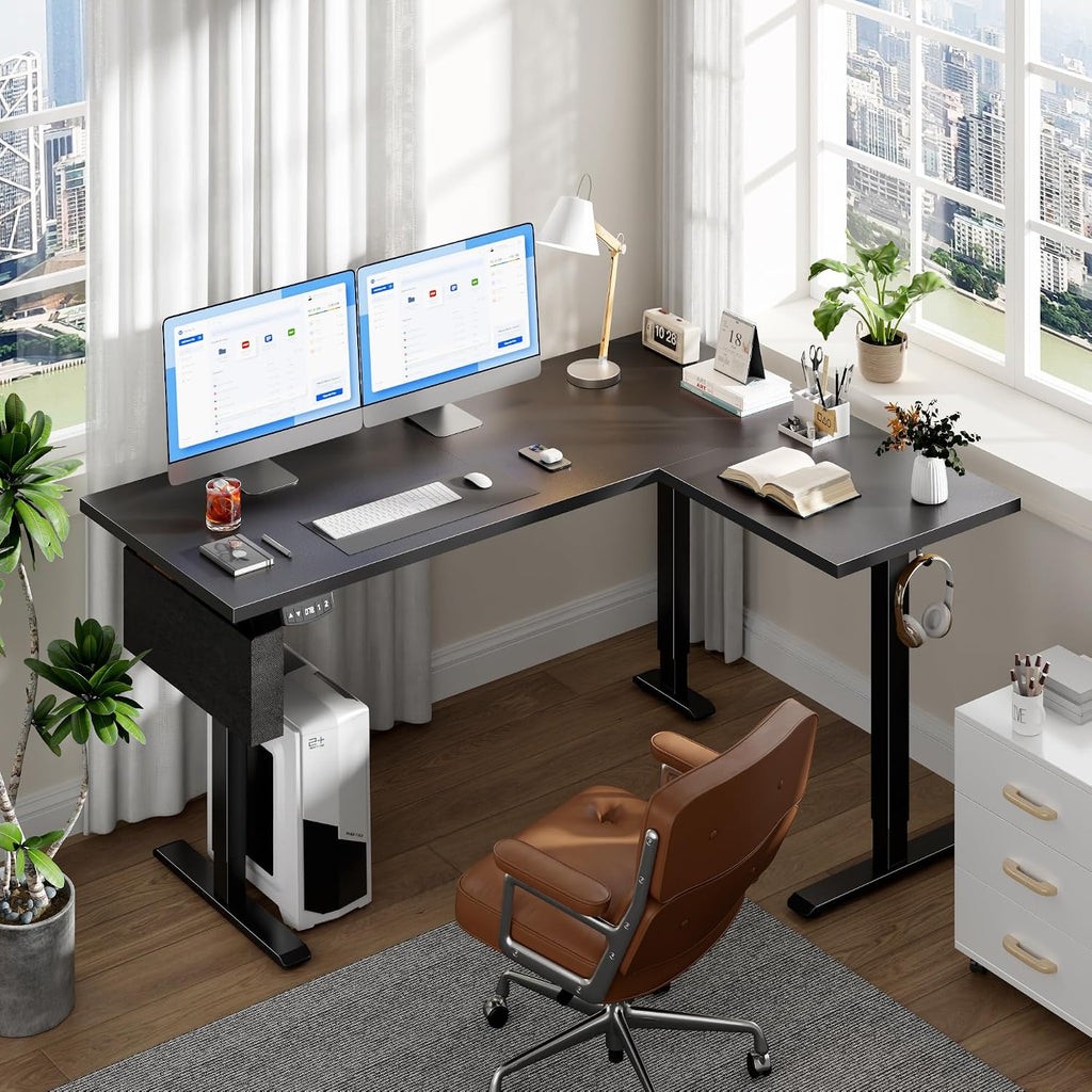L‑Shaped LED Adjustable Standing Desk
