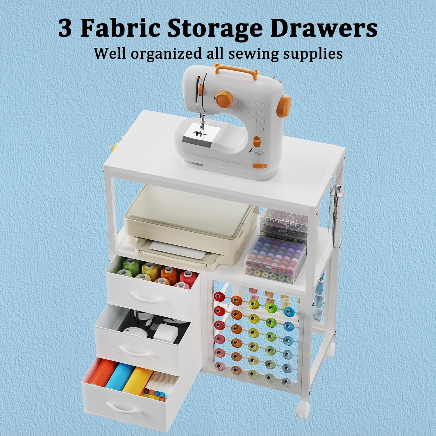 Rolling Sewing Craft Storage Table