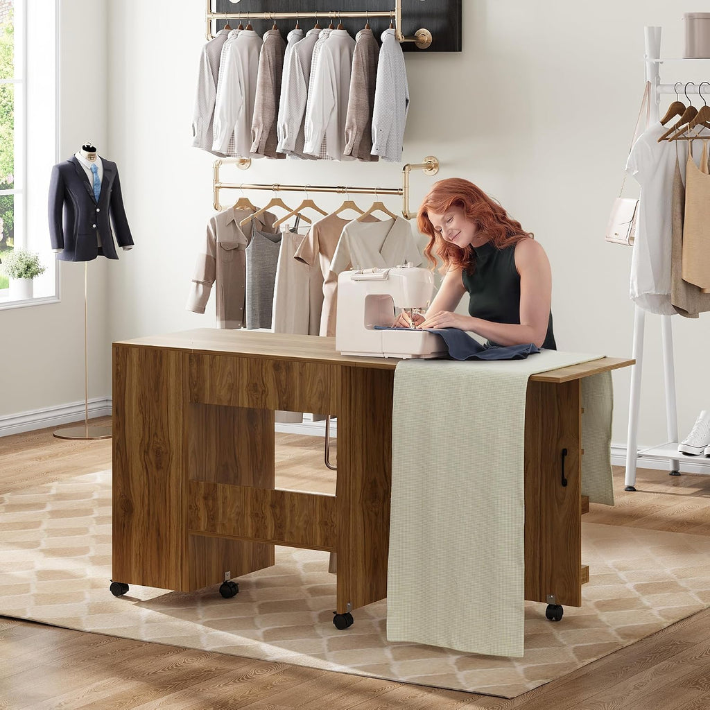 Foldable Sewing Table with Storage