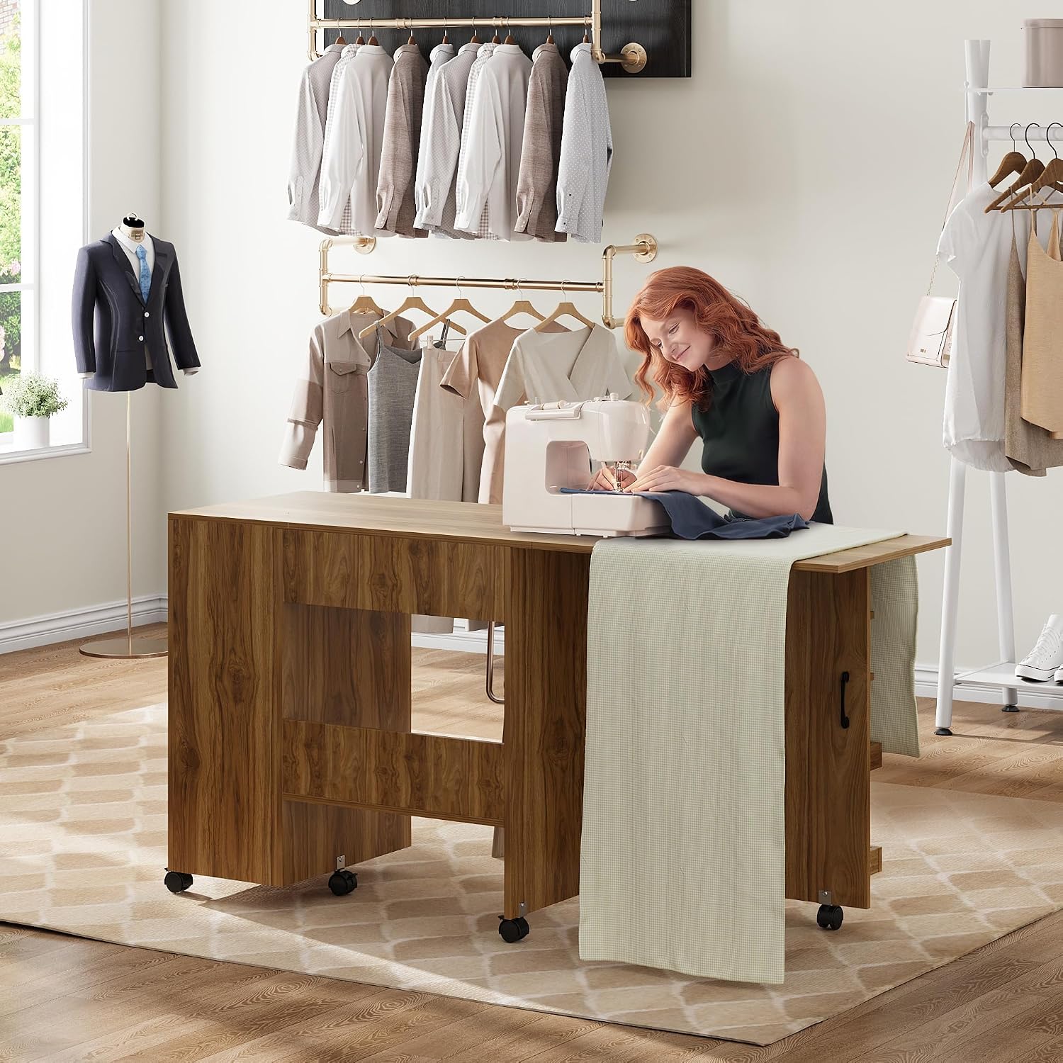 Foldable Sewing Table with Storage