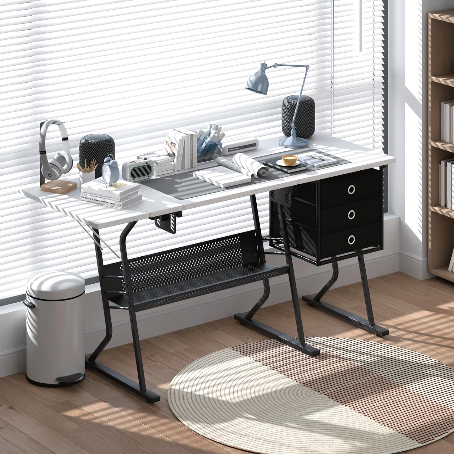 Sewing Craft Table with Storage Drawers