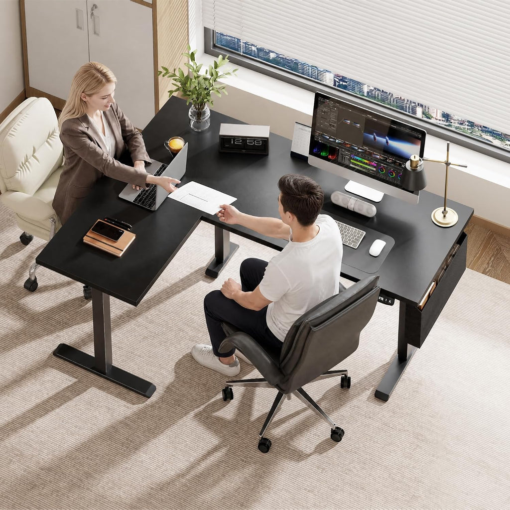 L‑Shaped LED Adjustable Standing Desk