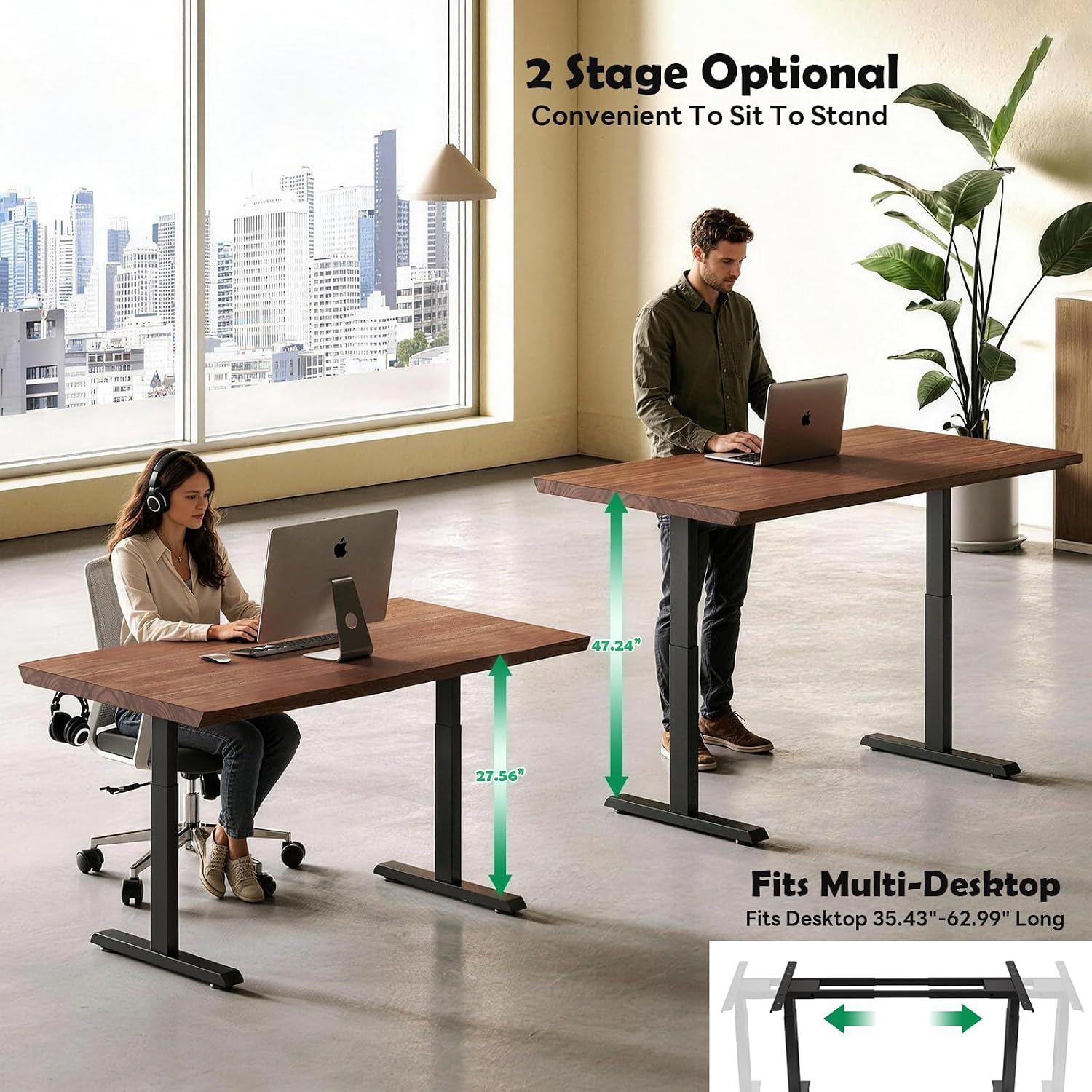 Dual‑Motor Solid Wood Standing Desk