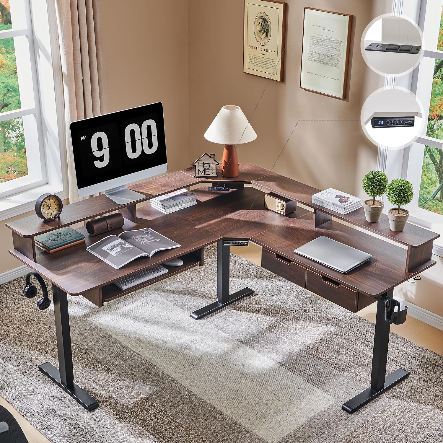 L‑Shaped Electric Standing Gaming Desk