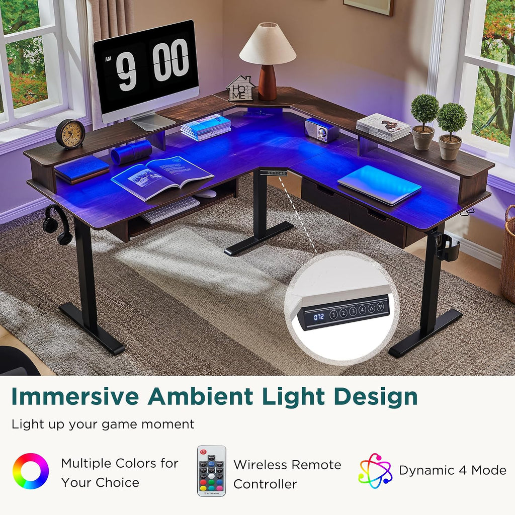 L‑Shaped Electric Standing Gaming Desk