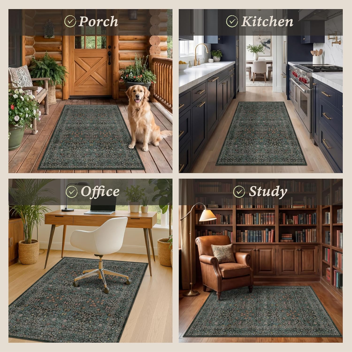 Floral Hard‑Surface Office Chair Mat