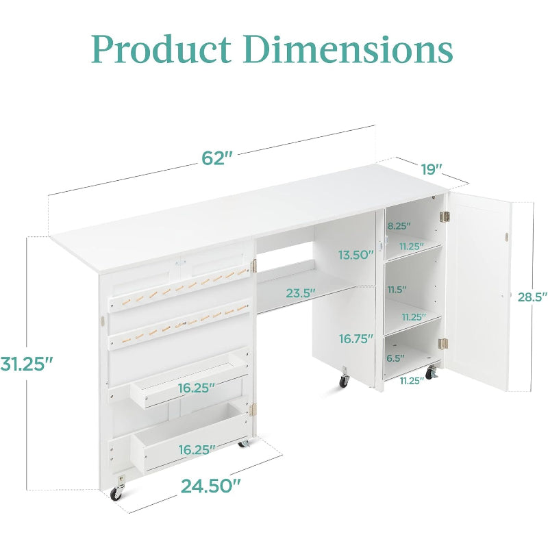 Large Folding Sewing Craft Station Table