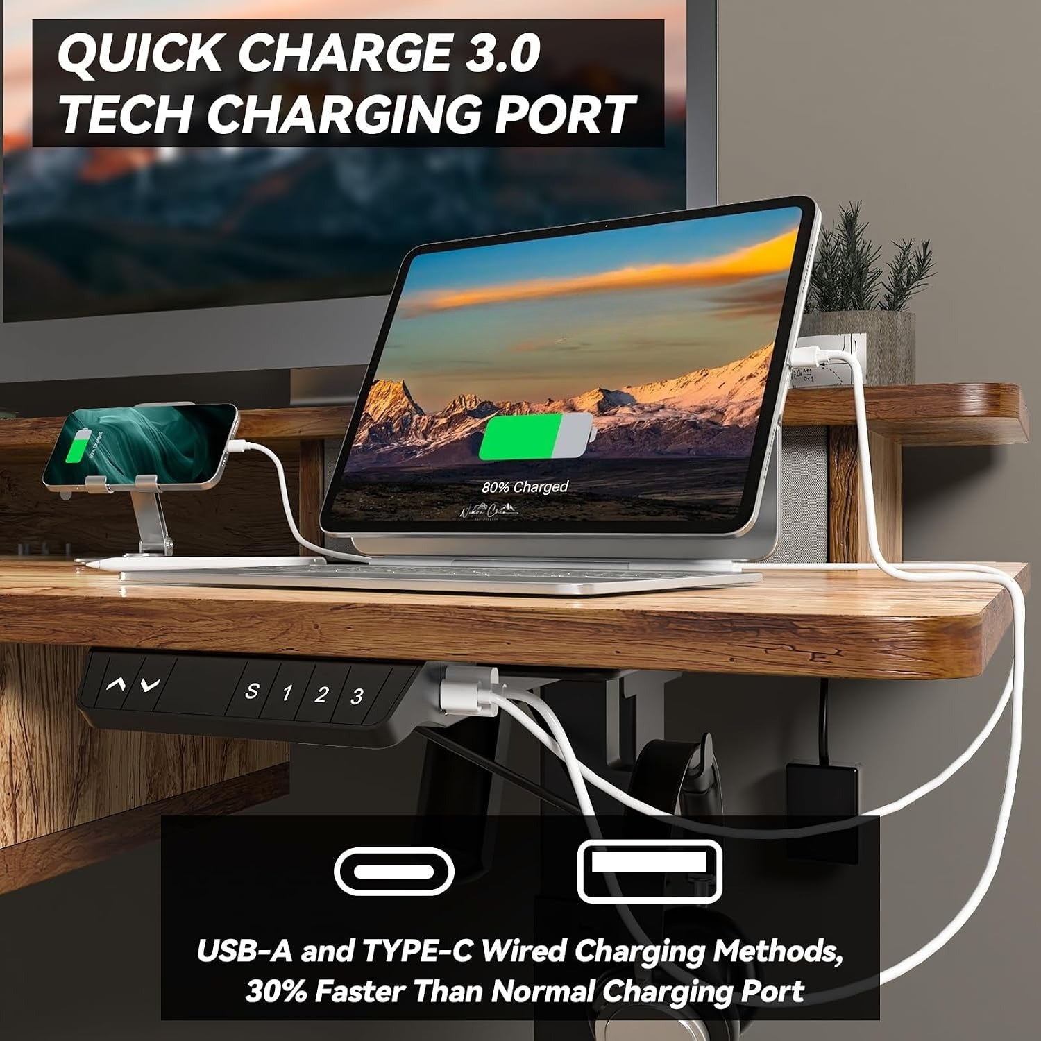 Electric Standing Desk with Drawers