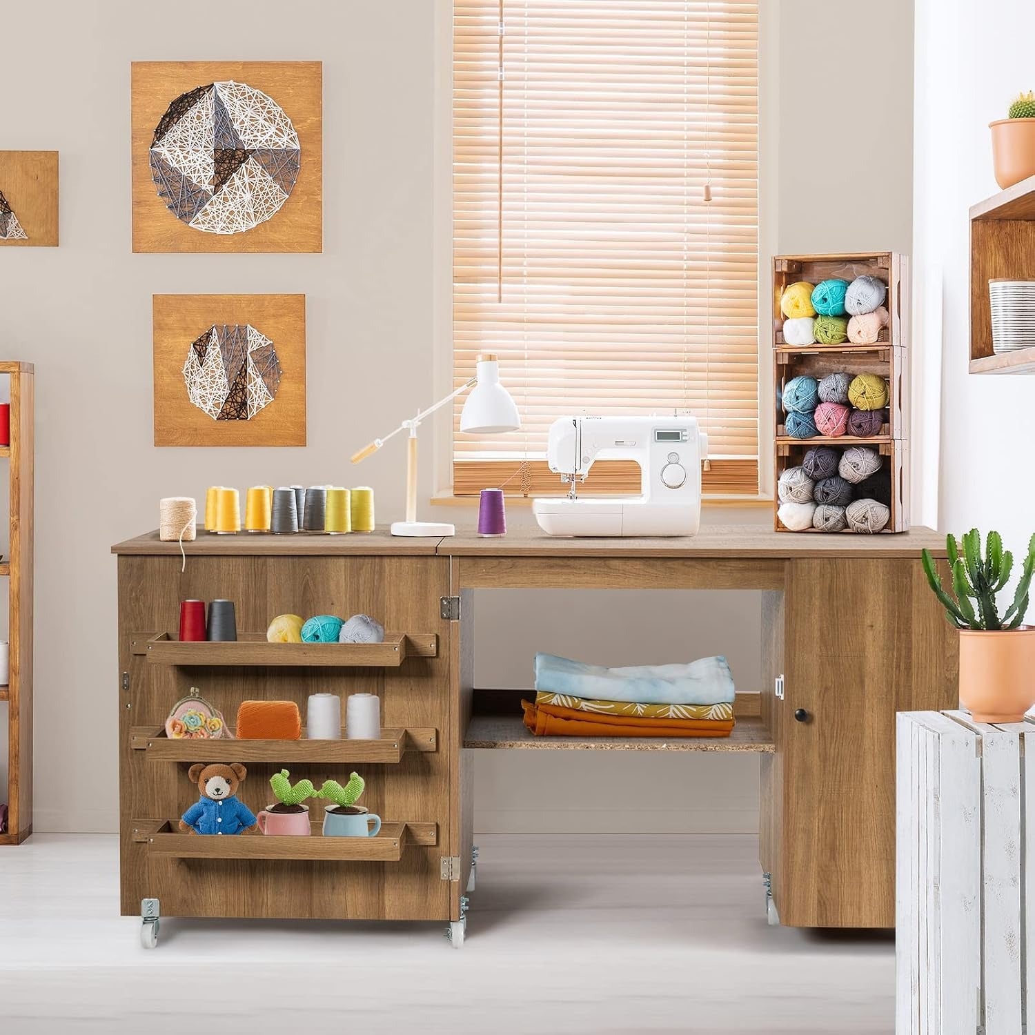 Foldable Rolling Sewing Craft Cabinet